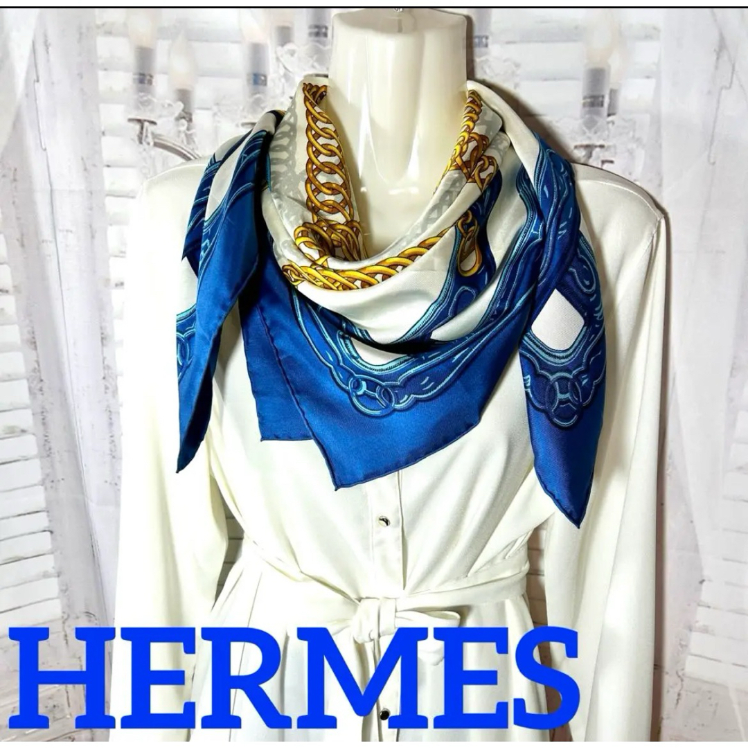 エルメス HERMES カレ90 maillons 鎖の環 マイヨンスカーフ-