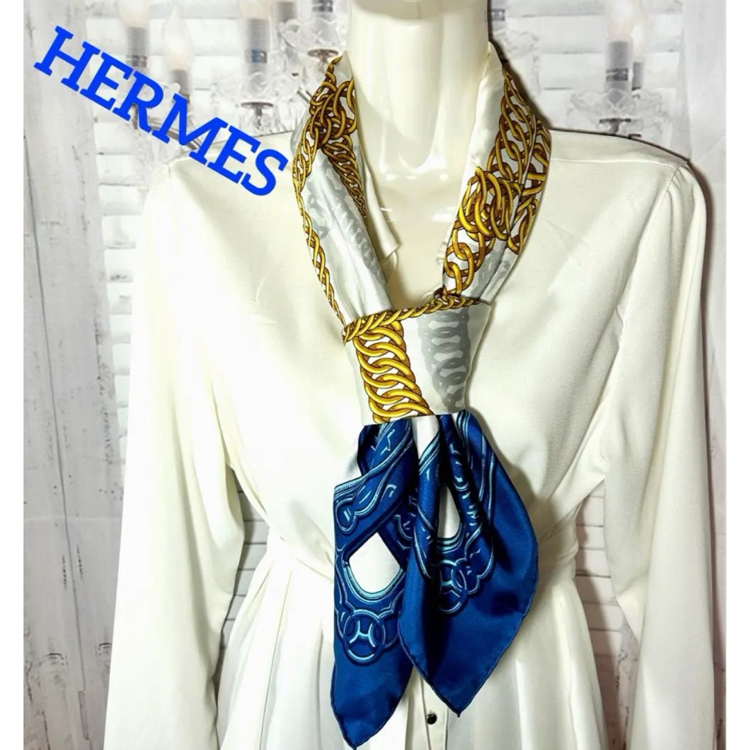 エルメス HERMES カレ90 maillons 鎖の環 マイヨンスカーフ-