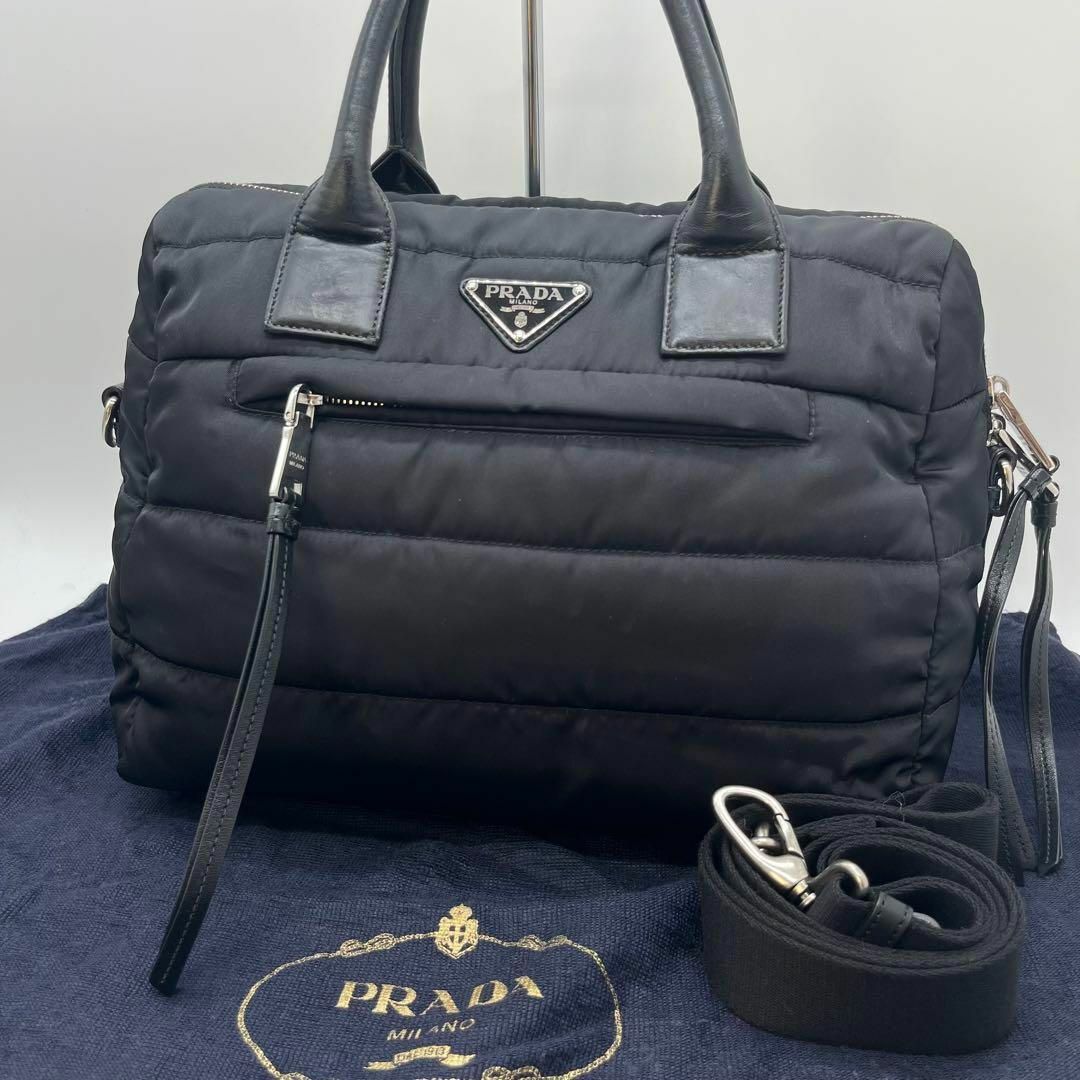 【美品】PRADA  ハンドバッグ　2way　テスートボンバー　三角ロゴ　黒