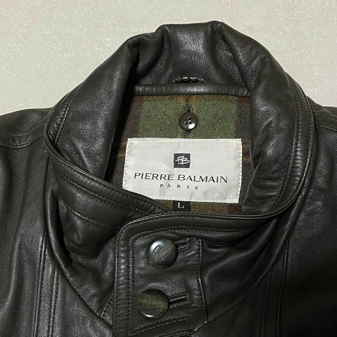 Pierre Balmain(ピエールバルマン)の661 高級 PIERRE BALMAIN ラムレザーコート ライナー付 L 黒 メンズのジャケット/アウター(レザージャケット)の商品写真