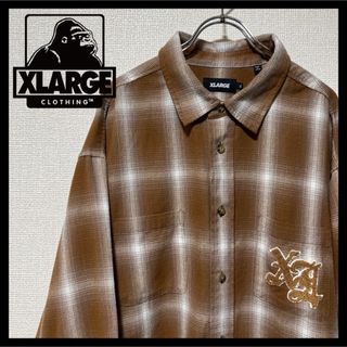 XLARGE オンブレシャツ ブラック XL 希少 ワッペン