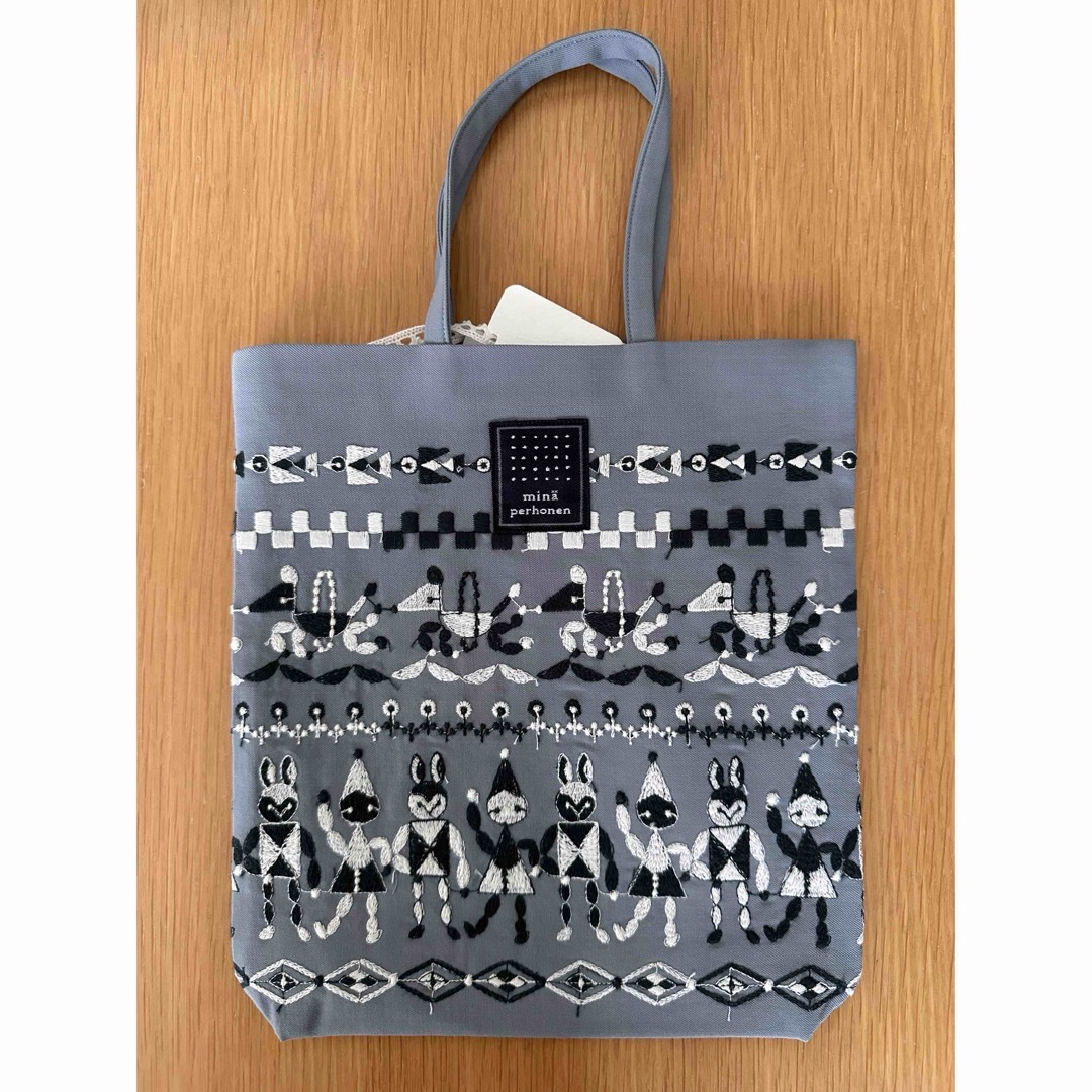 ミナペルホネン　fun toast bag トースト　バッグ　blue gray