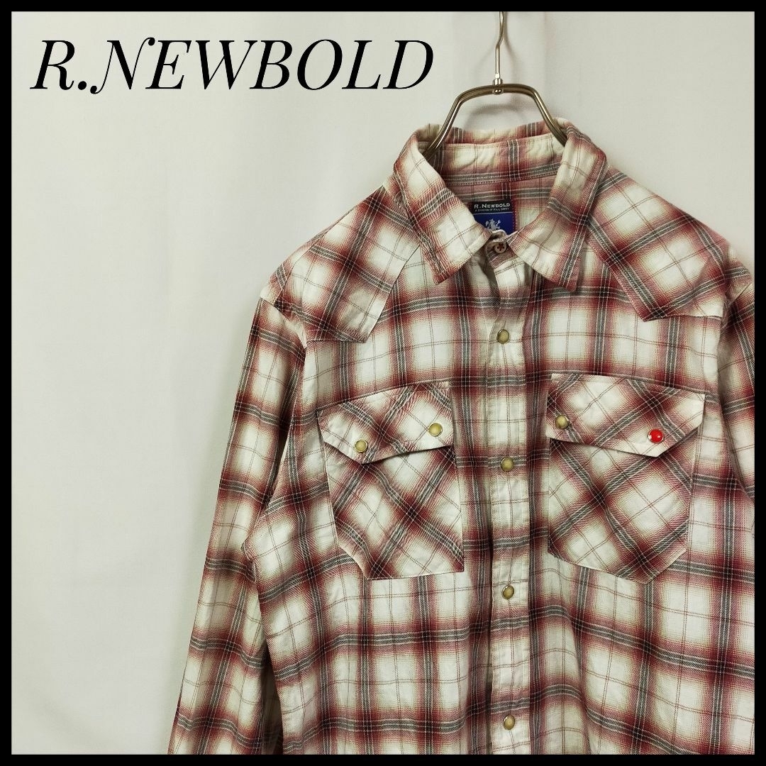 R.NEWBOLD(アールニューボールド)のアールニューボールド　長袖シャツ　チェック柄　刺繍タグ　ゆるだぼ　カットソー メンズのトップス(シャツ)の商品写真