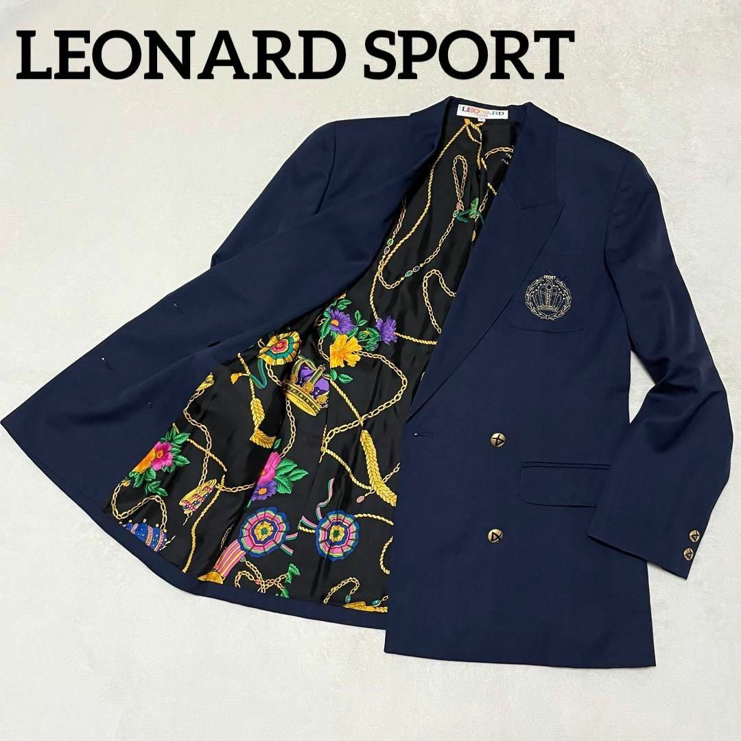 LEONARD(レオナール)の650 LEONARD SPORT ダブルジャケット 金ボタン サイズL 紺ブレ レディースのジャケット/アウター(テーラードジャケット)の商品写真