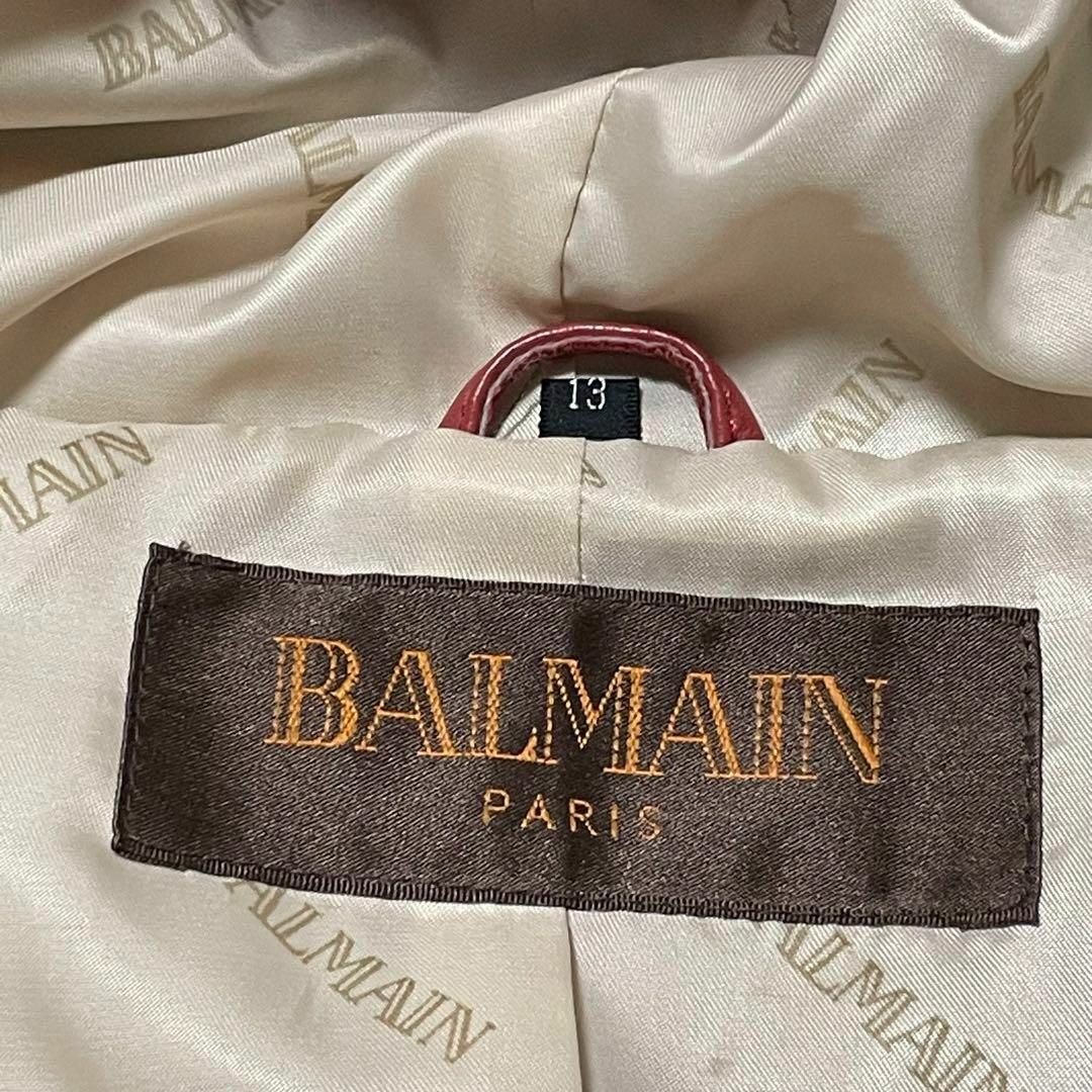 BALMAIN(バルマン)の644 【高級】バルマン ラムレザージャケット 赤 フォックスファー 13 XL レディースのジャケット/アウター(その他)の商品写真