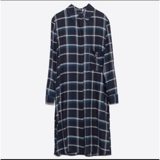 ザラ(ZARA)のZARA  WOMAN  チェックロングシャツ 美品(シャツ/ブラウス(長袖/七分))