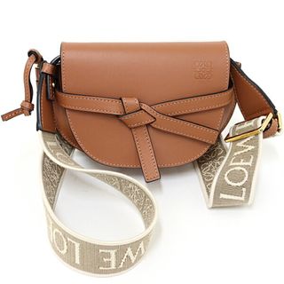 LOEWE - ロエベ LOEWE ゲートデュアル バッグミニ ショルダーバッグ カーフ A650N46X13 ブラウン系 ゴールド金具【中古】Sランク