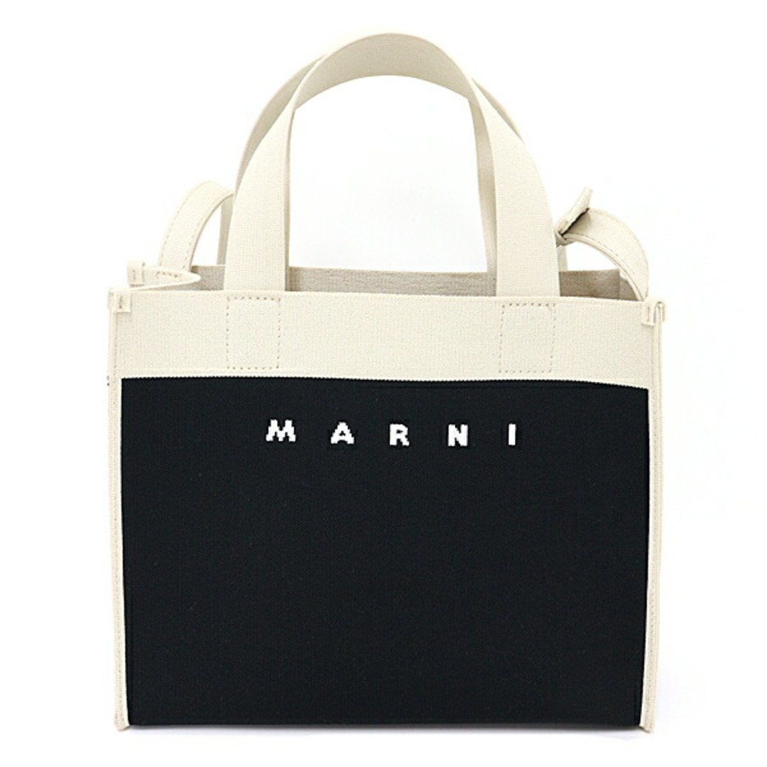 マルニ MARNI 2WAY トートバッグ ショルダーバッグ SHMP0083A0P4602 ブラック オフホワイト ゴールド金具 未使用品 1