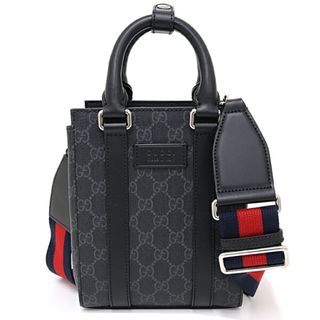 グッチ(Gucci)のグッチ GUCCI ミニ トートバッグ ショルダーバッグ 2WAY GGスプリーム キャンバス 696010 グレー ブラック シルバー金具 未使用品(その他)