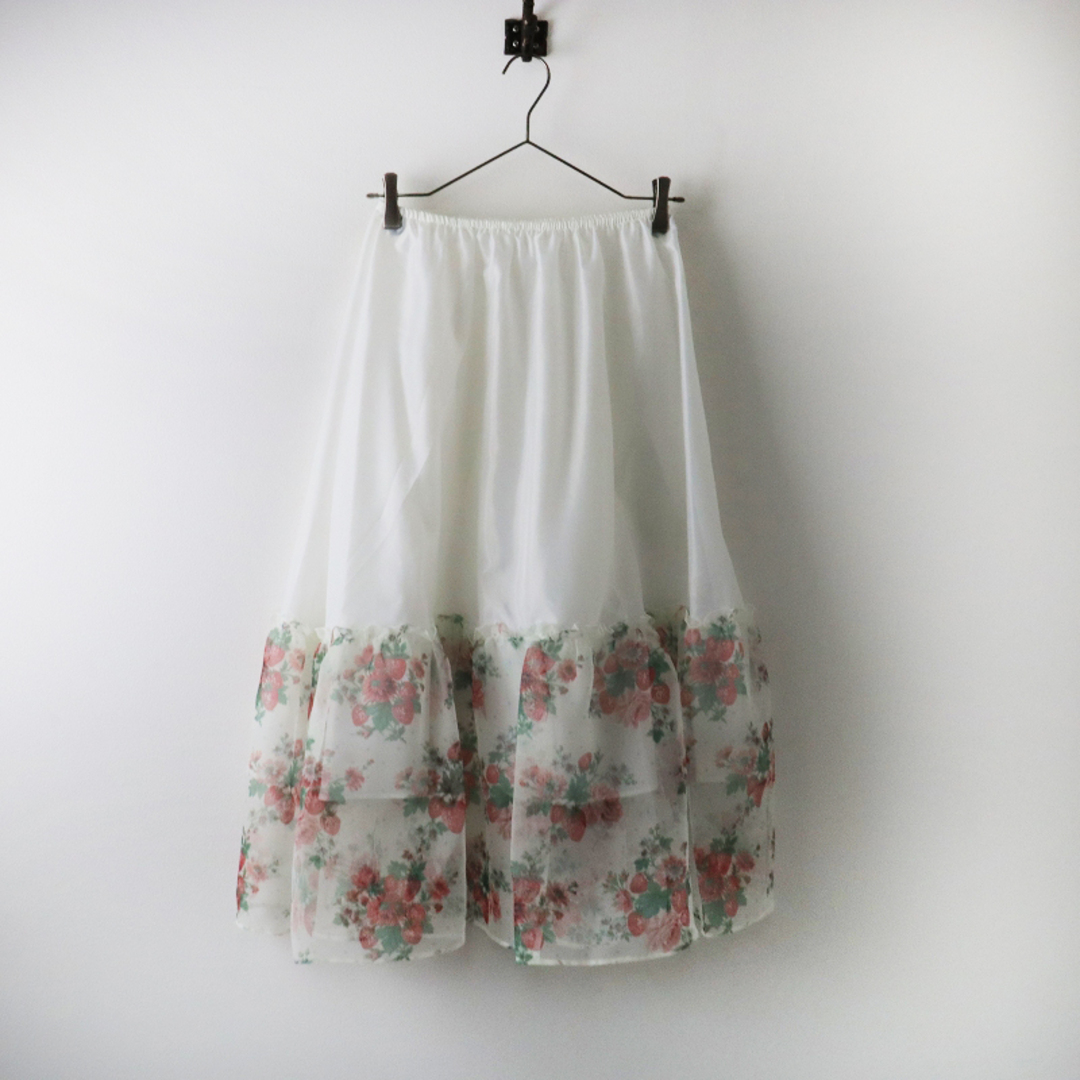 美品 今期 23SS ジェーンマープル Jane Marple Strawberries and flowers sheer skirt シアースカート M/ホワイト【2400013569880】