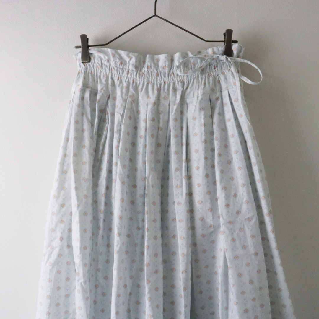 22SS ジェーンマープル Jane Marple Dans Le Salon Vintage pattern cloth quatre tuck skirt スカート M/サックス【2400013569781】 3