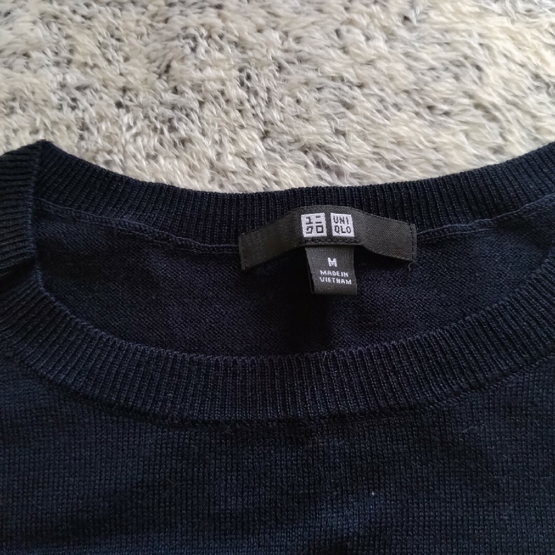 UNIQLO(ユニクロ)の新品未使用…ユニクロ、半袖セーター…ネイビー レディースのトップス(ニット/セーター)の商品写真