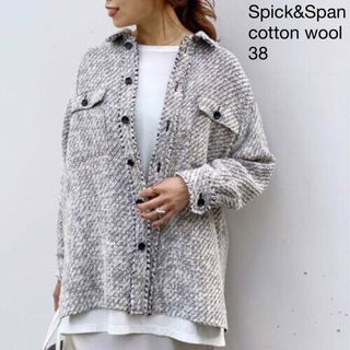 スピックアンドスパン(Spick & Span)の422スピック＆スパン コットンウールツイードブルゾンジャケット38グレー(ブルゾン)