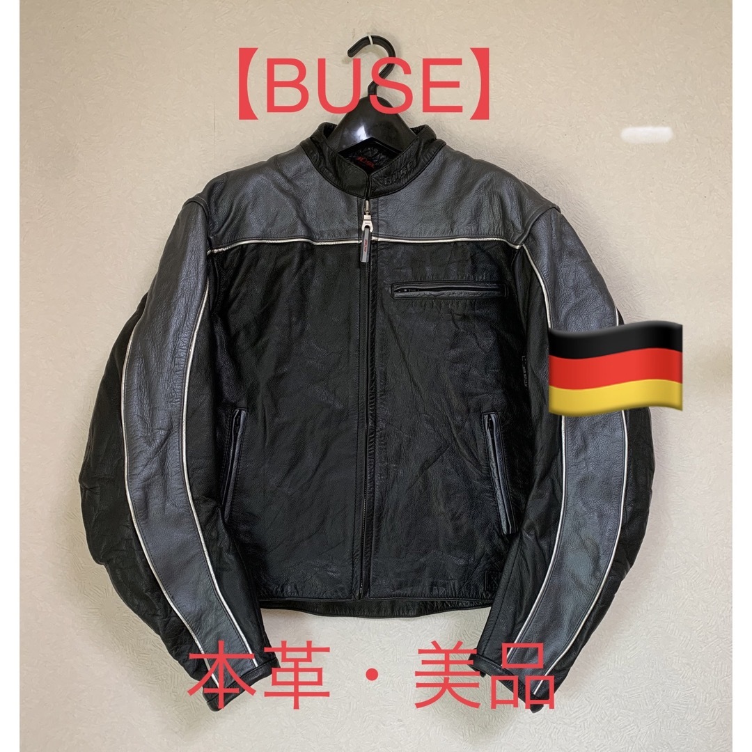 【BUSE】シングルライダースジャケット 黒 本革 レザー 50 M/L 美品