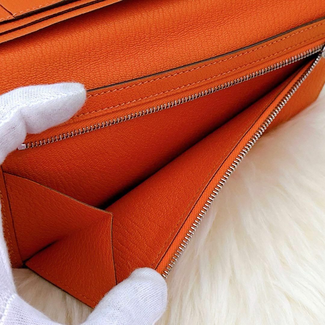 Hermes - 【美品】 エルメス 長財布 ベアン クラシック オレンジ