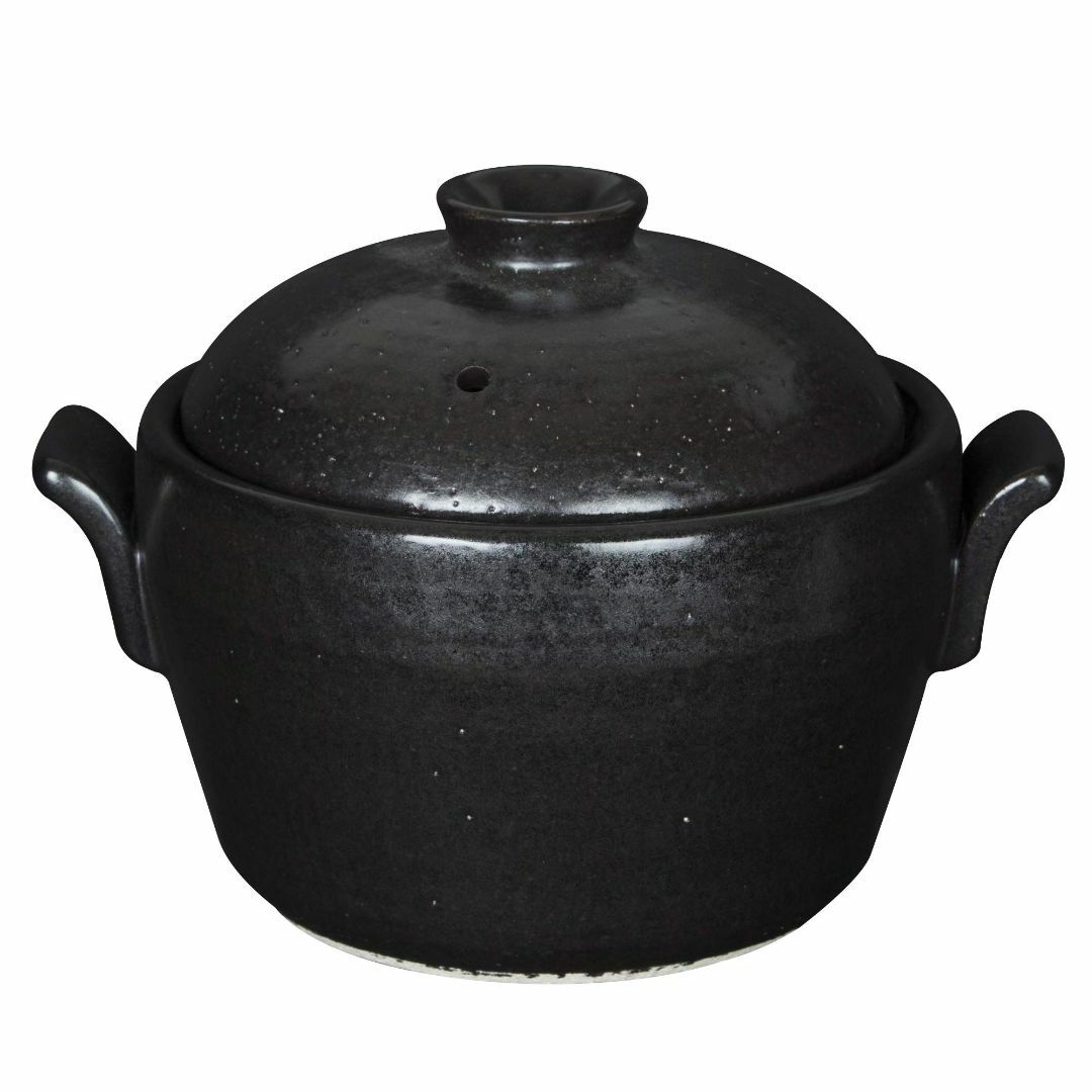 【色: 黒】長谷製陶 土鍋 キャセロール ミニ 一人用 2人用 約15cm 約6