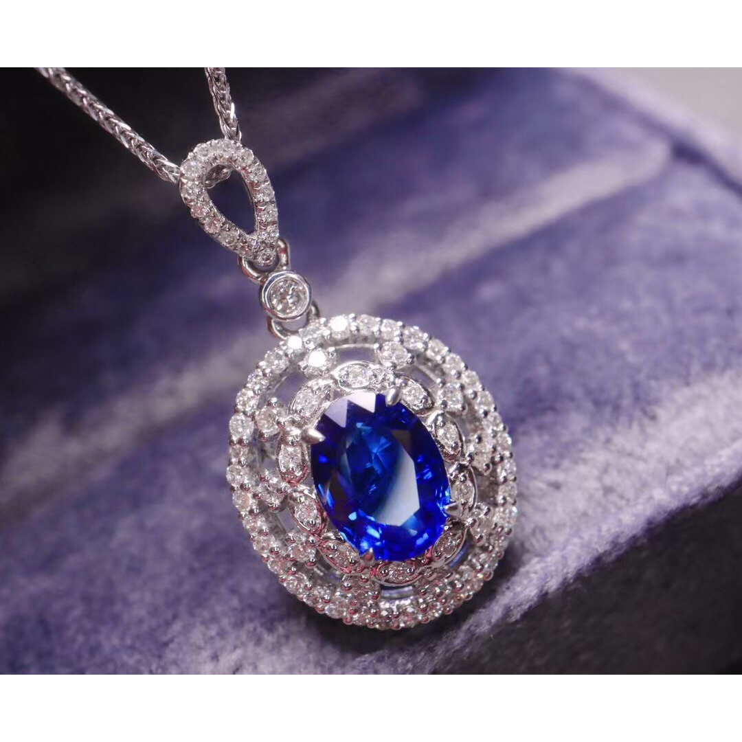 天然ブルーサファイア ダイヤ  ペンダントトップ3.62ct ¥