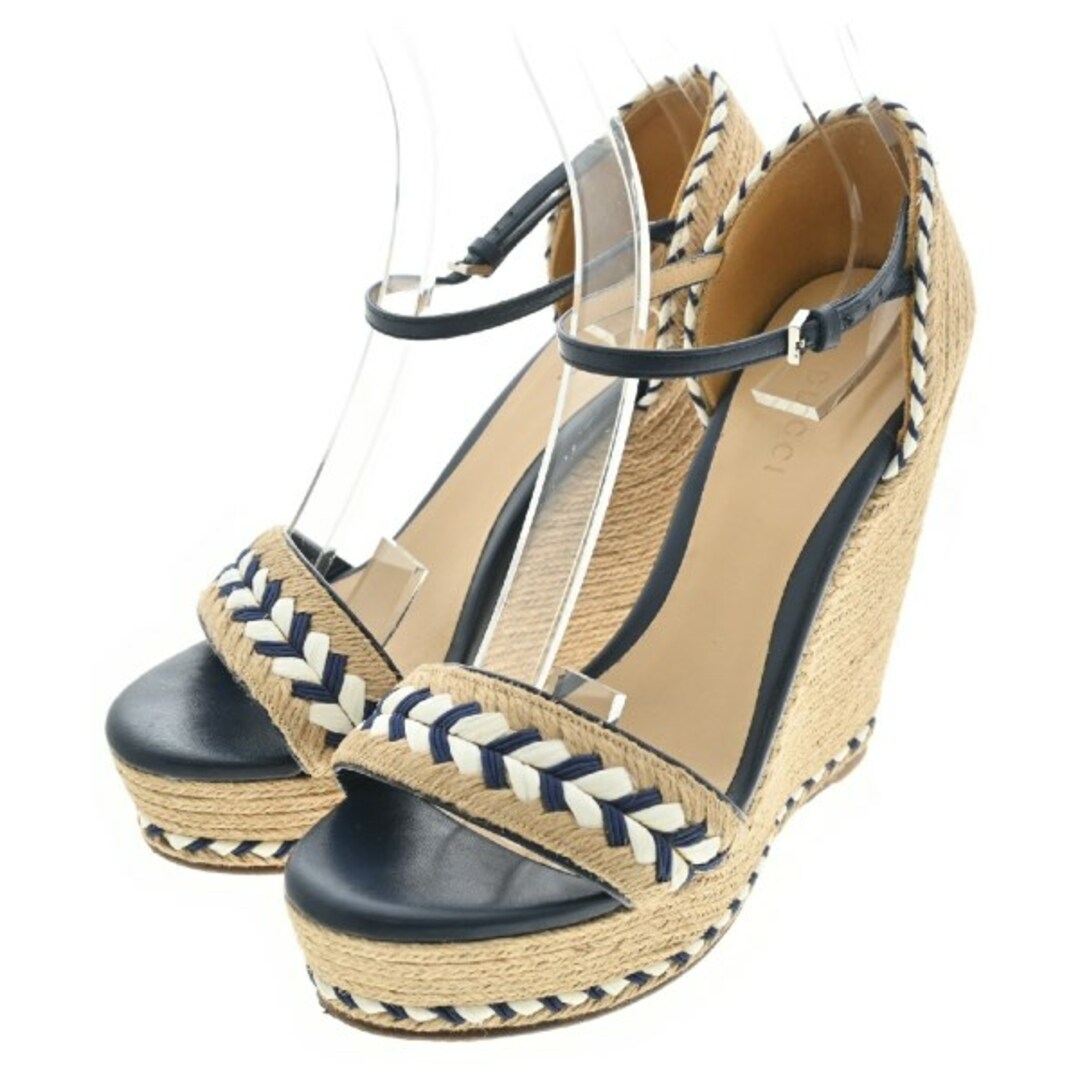 GUCCI グッチ サンダル EU36(22.5cm位) ベージュx濃紺x白 【古着】-