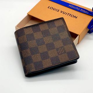 ルイヴィトン(LOUIS VUITTON)の✨美品 ルイヴィトン 二つ折り 財布 ポルトフォイユ マルコ ダミエ(折り財布)