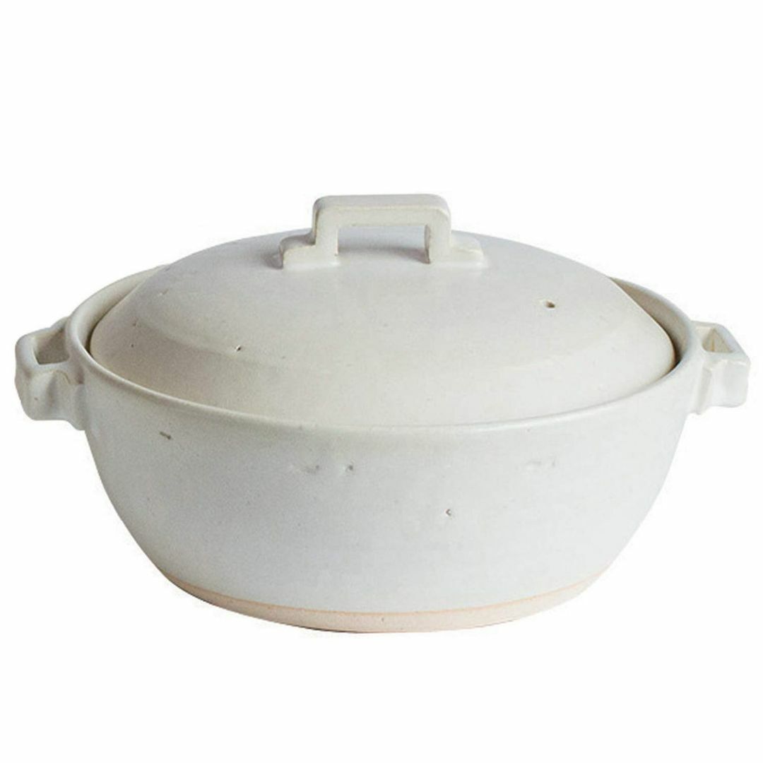 【色: ホワイト】佐治陶器 ホワイト 22.5cm 萬古焼 スタイル 土鍋 (荒