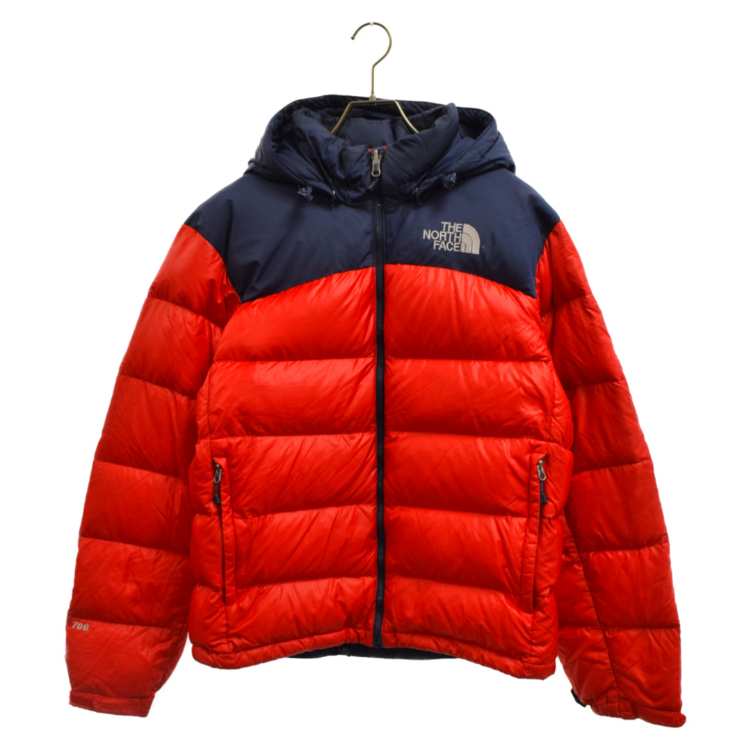 515センチ袖丈THE NORTH FACE ザノースフェイス 700FILL Nuptse down jacket ヌプシ ダウンジャケット レッド/ネイビー NFD00C53