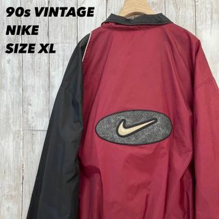 ナイキ(NIKE)の90sヴィンテージ古着NIKEナイキ　刺繍ロゴ切替カラーナイロンジャケット　XL(ブルゾン)