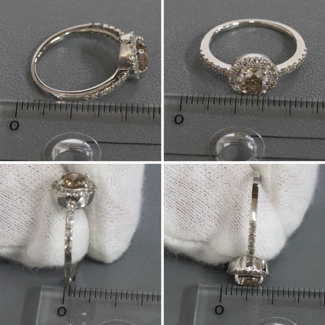 Pt900ブラウンダイヤモンドリング D0.850 D0.29 4.0g #12 レディースのアクセサリー(リング(指輪))の商品写真