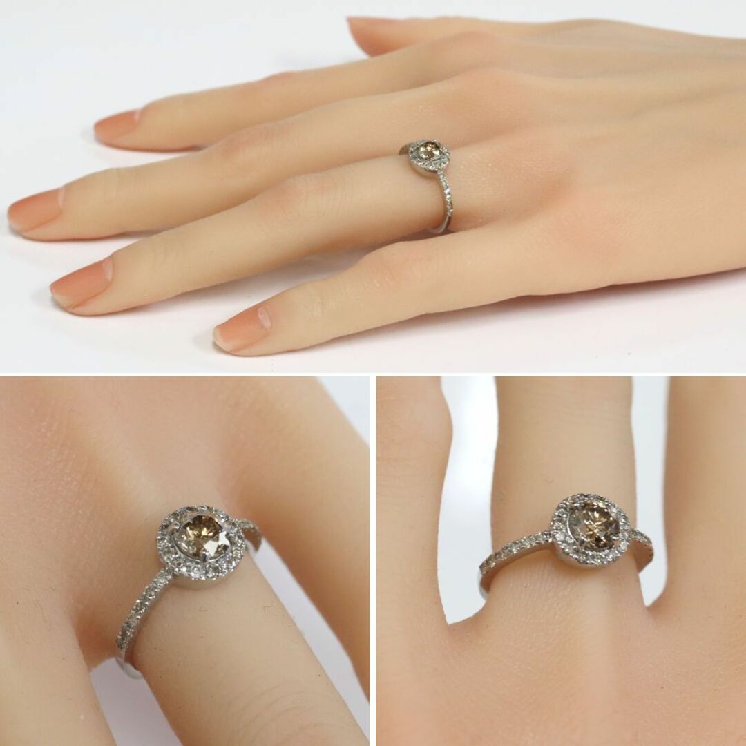 Pt900ブラウンダイヤモンドリング D0.850 D0.29 4.0g #12 レディースのアクセサリー(リング(指輪))の商品写真