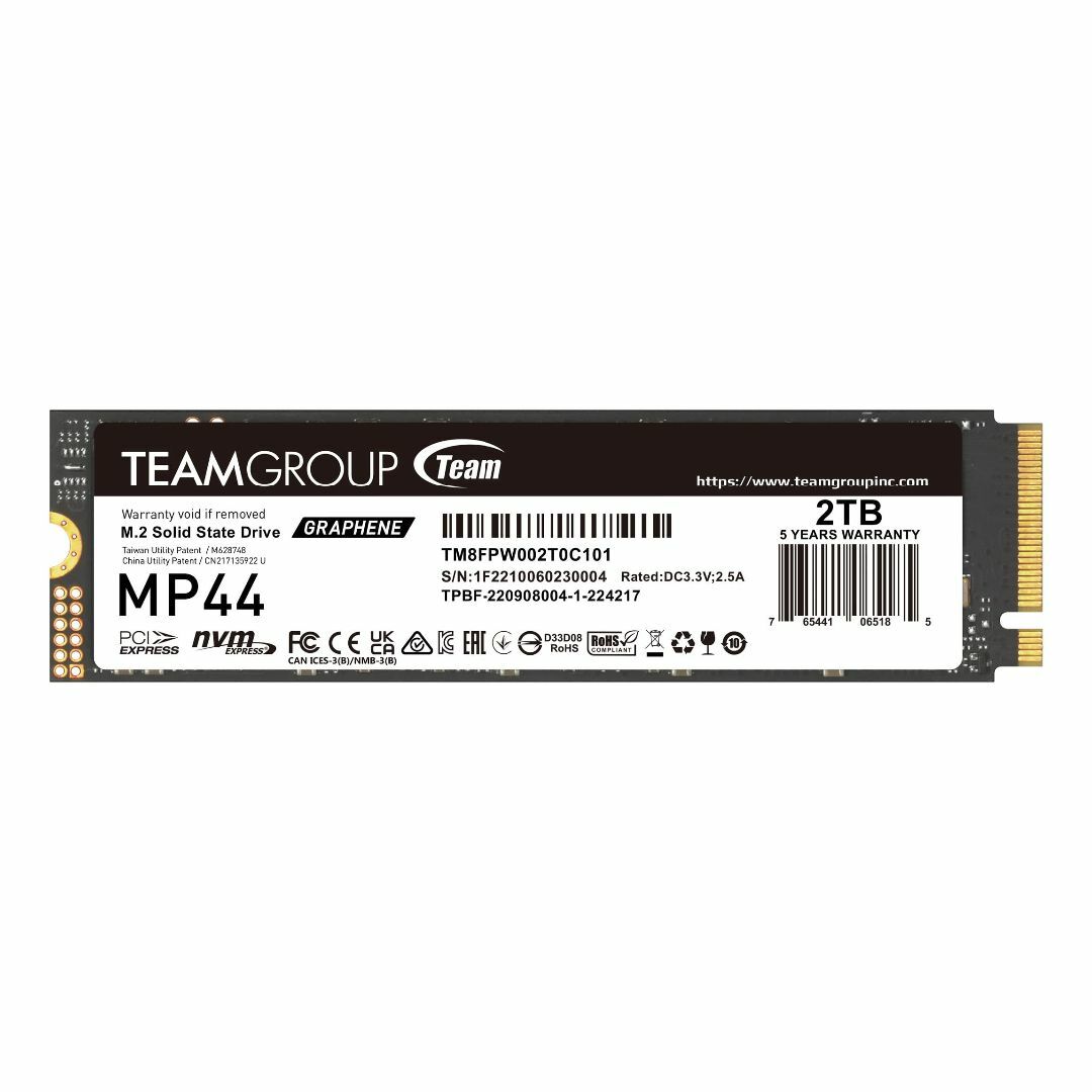 Team M.2 2280 NVMe SSD 2TB PCIe Gen4x4 読