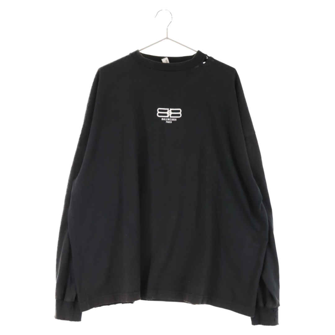 BALENCIAGA バレンシアガ 22AW オーバーサイズドヴィンテージBBロゴ長袖Tシャツ 699191 TMVG7 ブラック