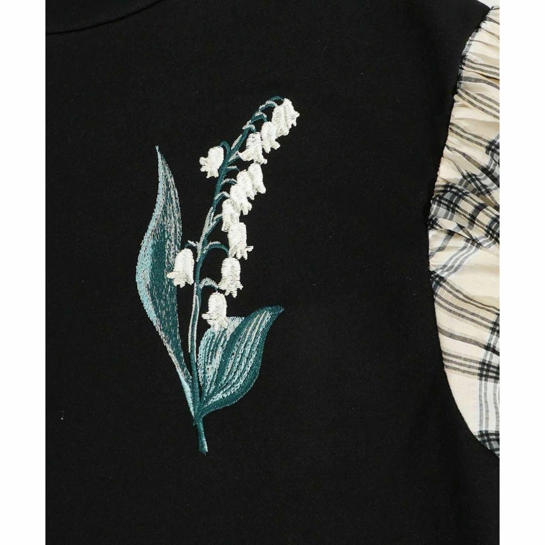 イズスカラー533205:胸元に花咲く刺繍 チェック柄切替プルオーバー