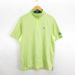 ルコックスポルティフ(le coq sportif)のルコックスポルティフ シャツ 半袖 ハイネック ハーフジップ ボーダー L 黄緑(ウエア)