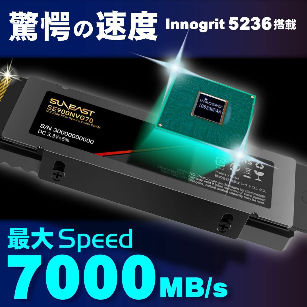 SUNEAST 2TB NVMe SSD PCIe Gen 4.0×4 with 1