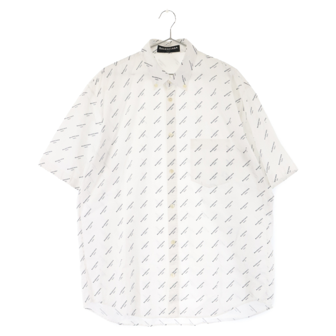 BALENCIAGA バレンシアガ 21SS All Over Logo Short Sleeve Shirt TBL96 オールオーバーロゴショートスリーブ 半袖シャツ 534332 ホワイト