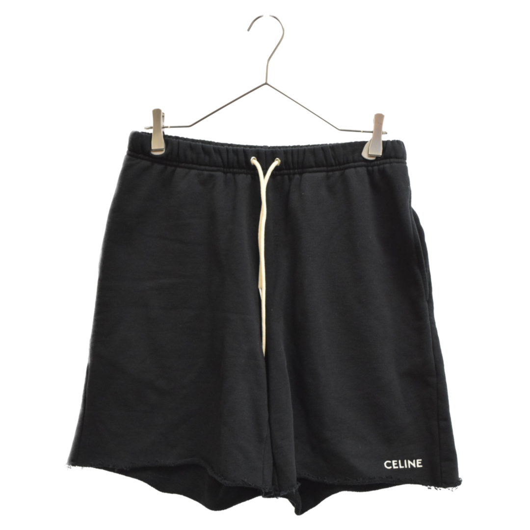 CELINE セリーヌ 21SS Embroidered Shorts エンブロイダリー スウェット カットオフ ショーツ ハーフパンツ ブラック 2Z063052H