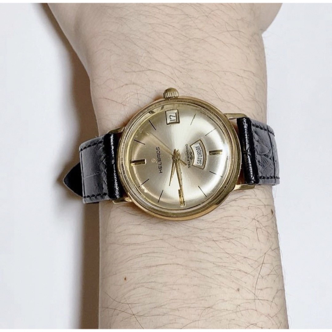ビンテージ ドイツの HELBROS メンズ手巻き腕時計 稼動品-