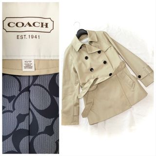 未使用 コーチ COACH トレンチコート 裏地総柄 シグネチャーxs