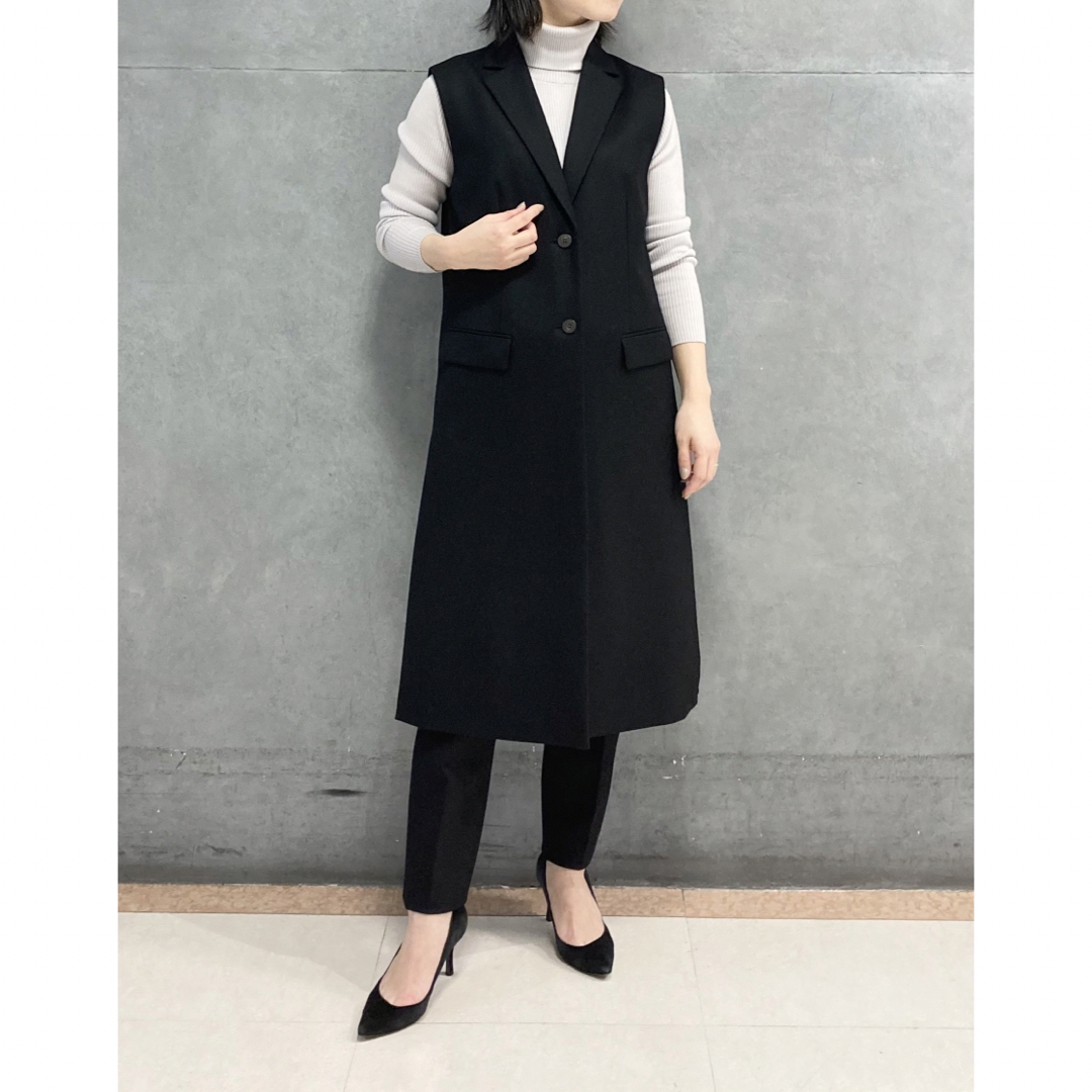 theory luxe 22AW Kelman トレンチベスト　ロングジレ　黒