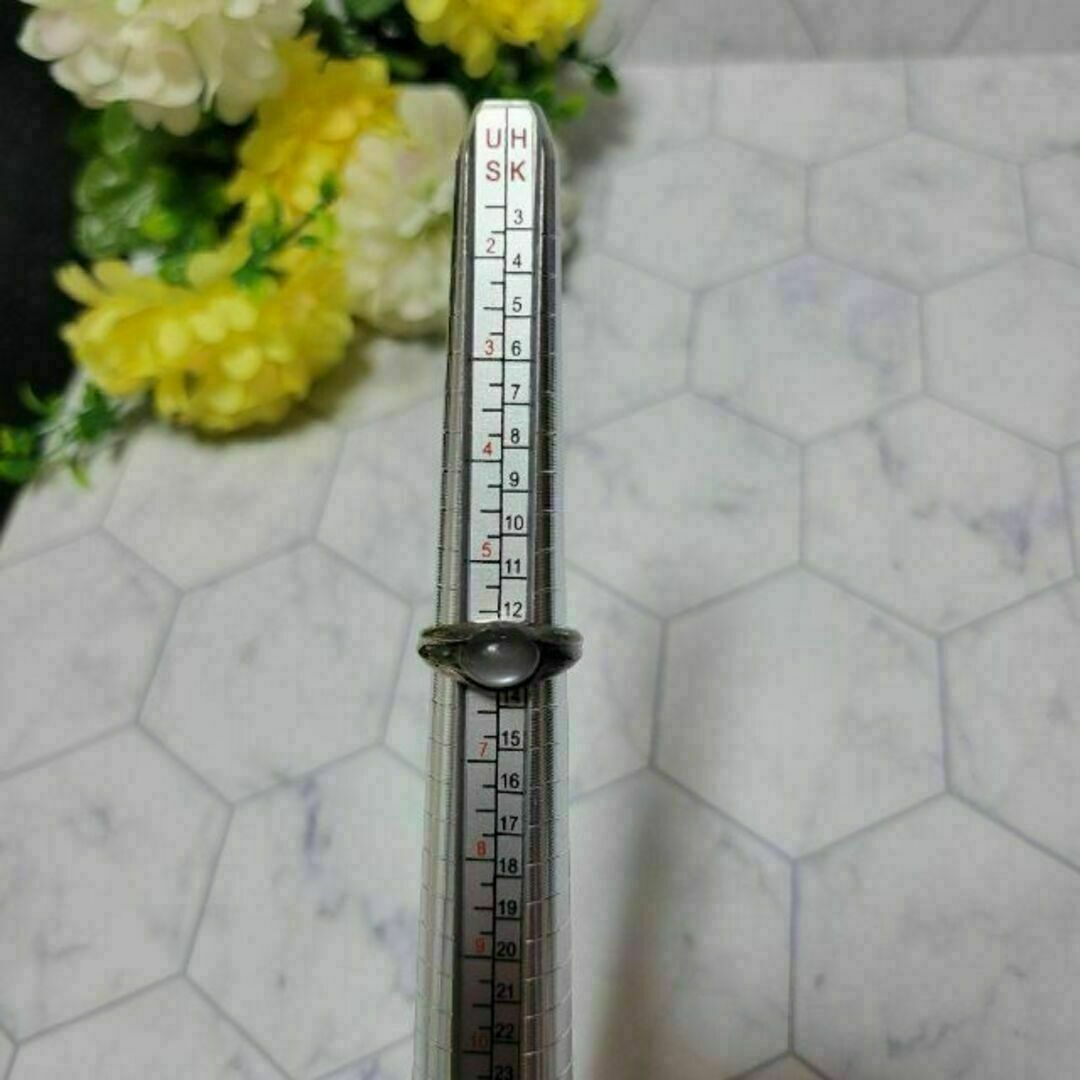 4℃ シルバー ロゴ 淡い水色 ストーン リング 指輪 レトロ かわいい