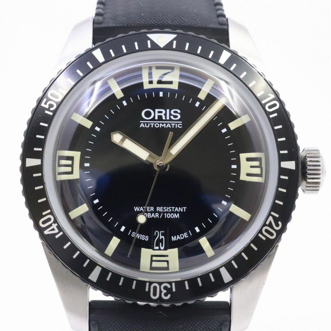 オリス ダイバーズ65 自動巻き メンズ 腕時計 黒文字盤 純正ラバーベルト 7707