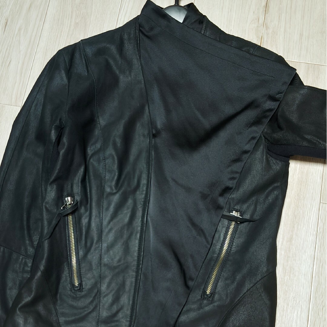 イタリアンラムレザージャケット シルク ニット レディース 羊革 ライダース レディースのジャケット/アウター(ライダースジャケット)の商品写真