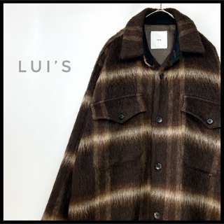 ルイス(Lui's)のLui’s 起毛シャツジャケット　ブラウン　オンブレチェック　モヘヤ×アルパカ(ブルゾン)