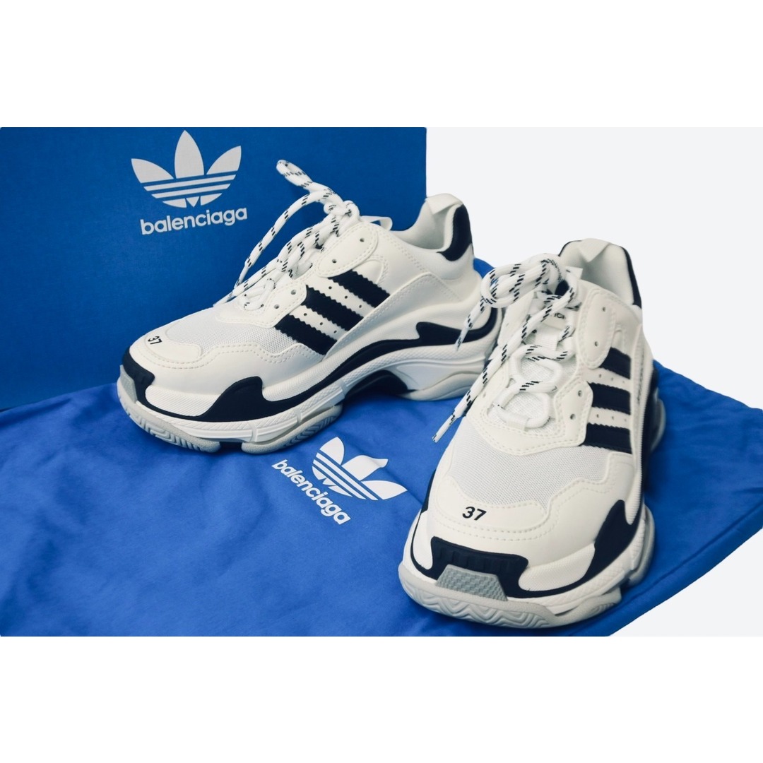 BALENCIAGA バレンシアガ スニーカー トリプルS トレーナー adidasコラボ サイズ37 ホワイト ブラック 712821W2ZB1 美品  56174