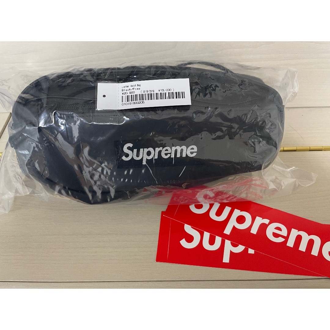 Supreme Leather Waist Bag black 23fw