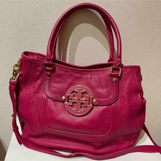 トリーバーチ(Tory Burch)のトリーバーチ♦︎アマンダ ショルダー付きハンドバッグ 本革 ピンク(ハンドバッグ)