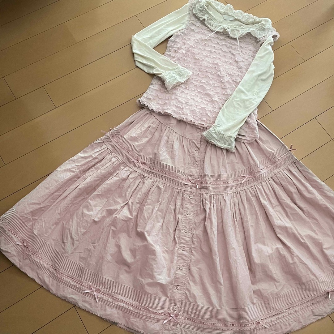 ピンクハウス リボン裾スカート、KANEKO ISAO ノースリーブトップス-