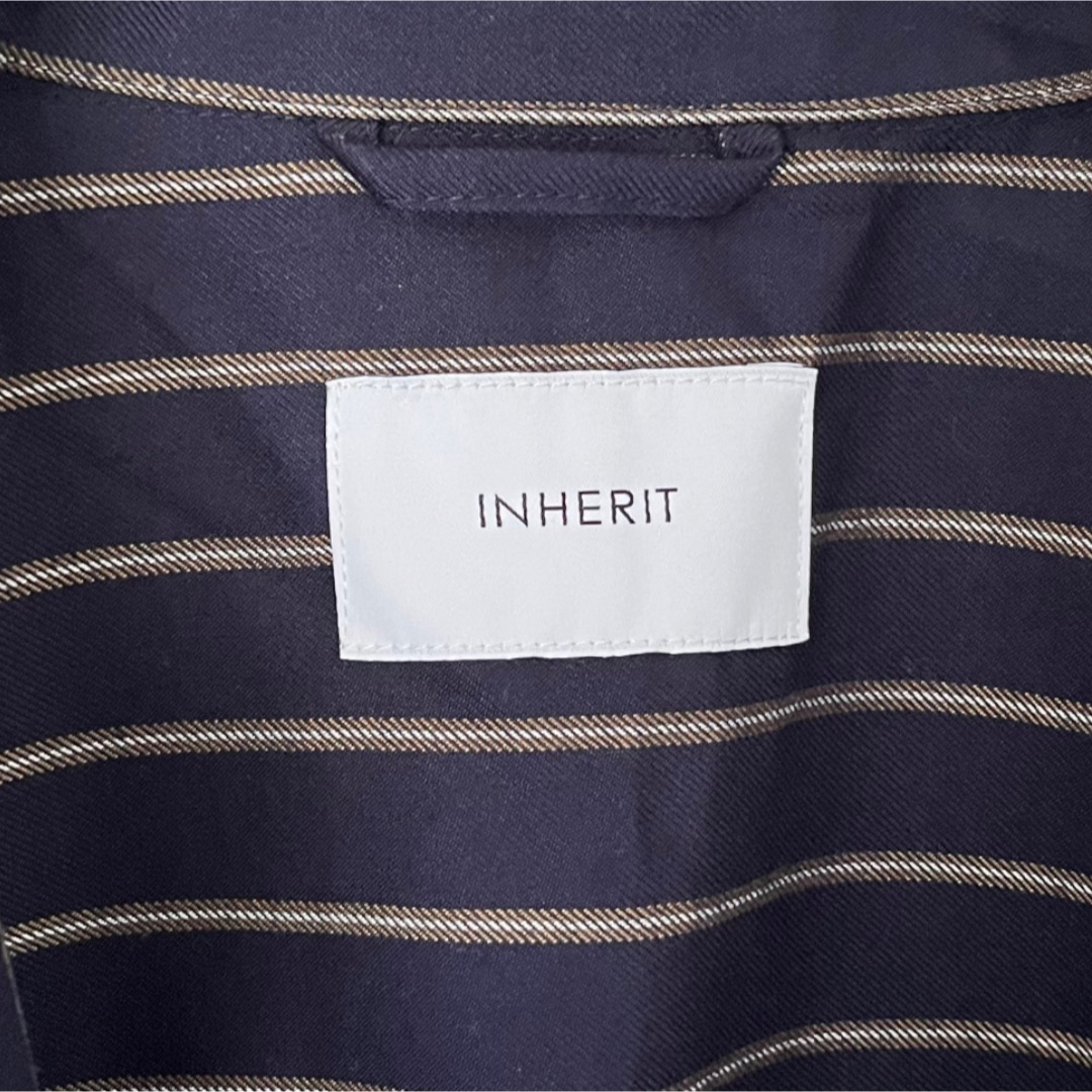 INHERIT(インヘリット)のINHERIT ジップアップブルゾン L ネイビー ストライプ メンズのジャケット/アウター(ブルゾン)の商品写真