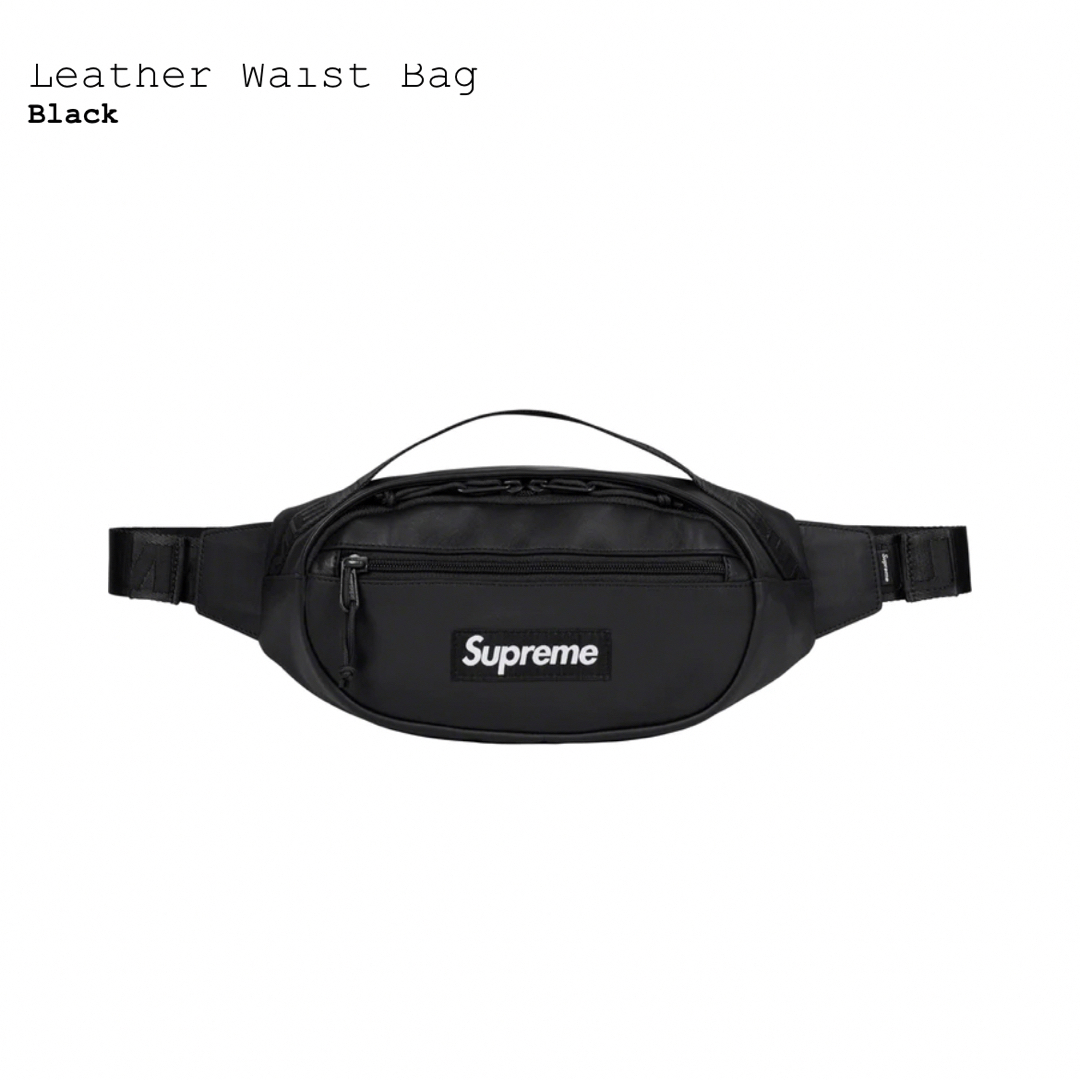 Supreme Leather Waist Bag FW23 Black