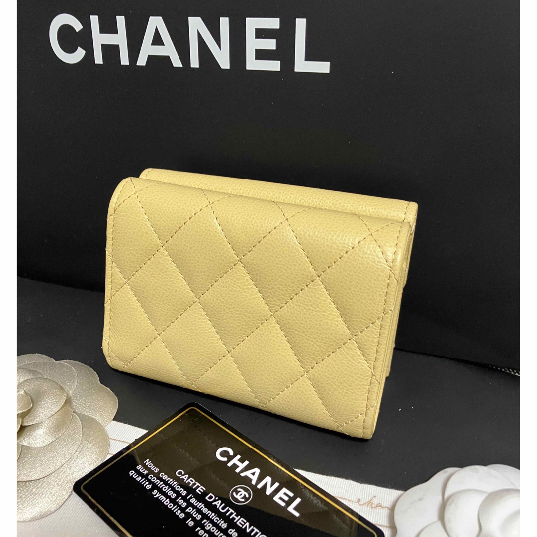 付属品完備✨CHANEL 三つ折り　ココマーク金具　ブラック　レザー　5番台