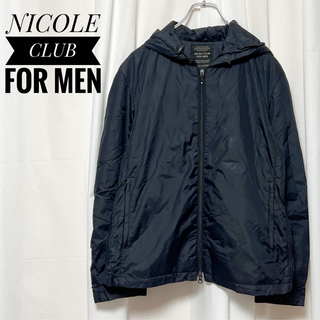 ニコルクラブフォーメン(NICOLE CLUB FOR MEN)のシンプル✨NICOLECLUBFORMEN ジャケット ナイロンジャケット 黒(ナイロンジャケット)